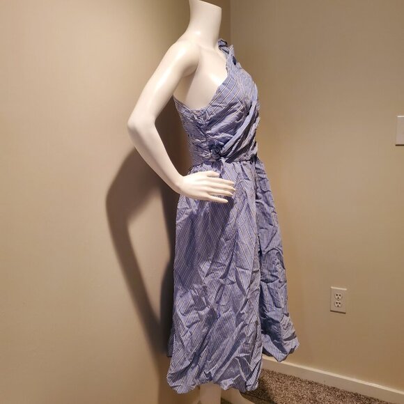 A.L.C Cabrera Stripe One Shoulder Dress Blue White 10 - Picture 5 of 6